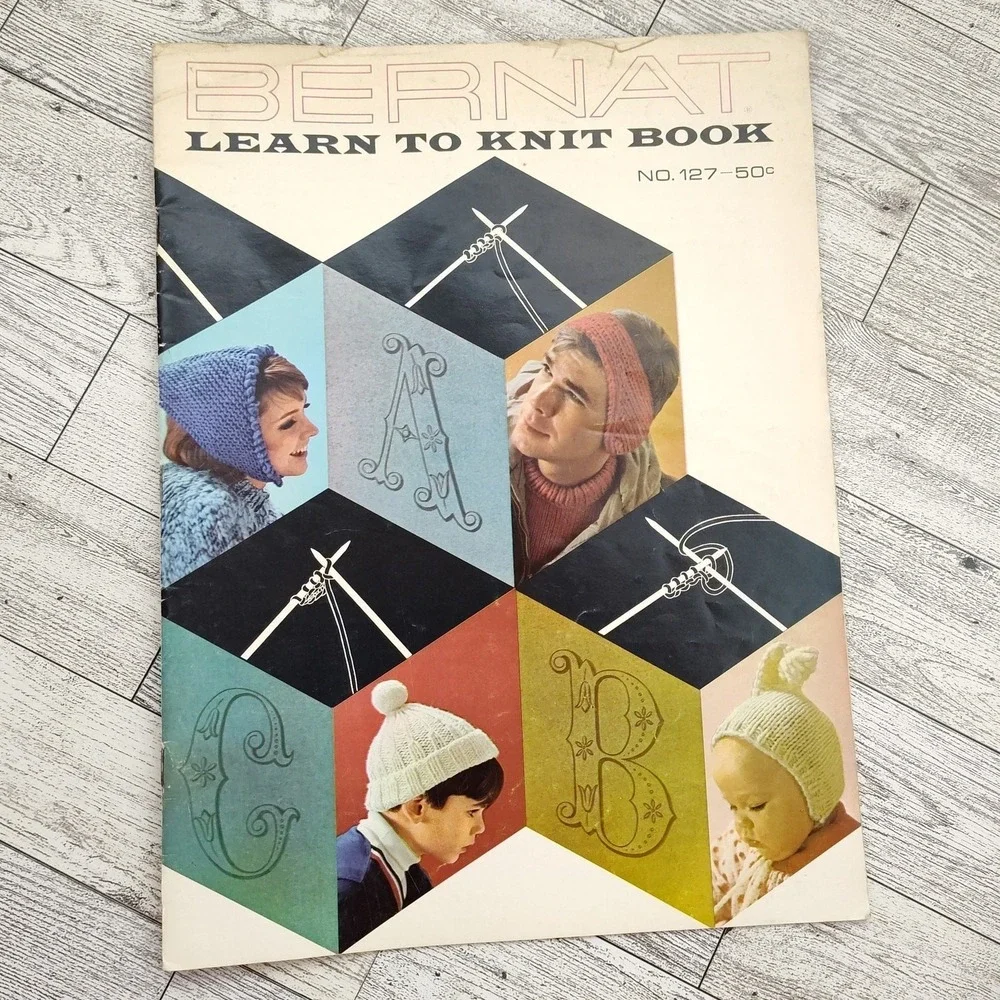 Bernat Learn to Knit 1965 Book 127 Craft Booklet Patterns Retro Knitting Craft